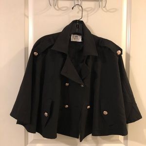 Black Crop Cape Jacket